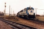 Eastbound loaded coal train comes over the diamonds